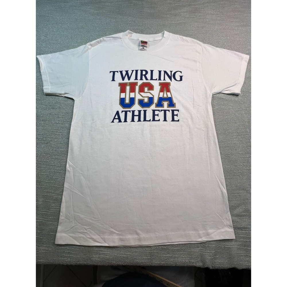 Twirling USA Athlete Fruit of the Loom T-Shirt White Cotton Men Medium